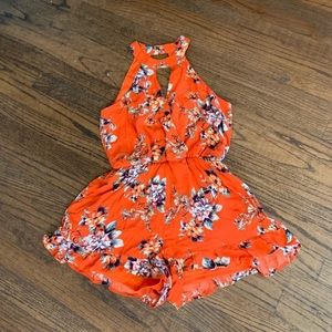 Orange Floral Romper